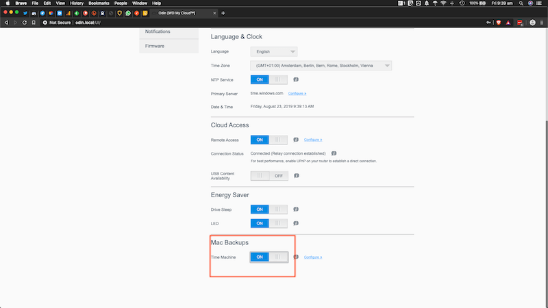 using wd my cloud as time machine for mac