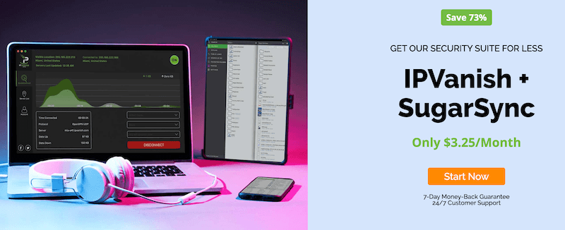 IPVanish with SugarSync $39 for 1 Year