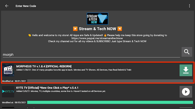 how to download morpheus tv on firestick