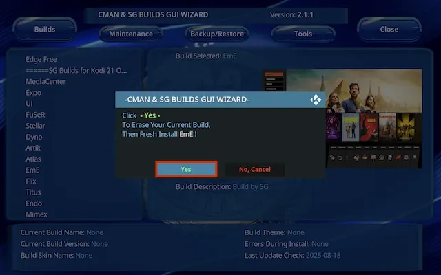 Select Yes