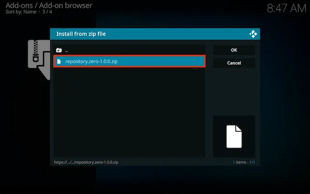 Select the Zero repository